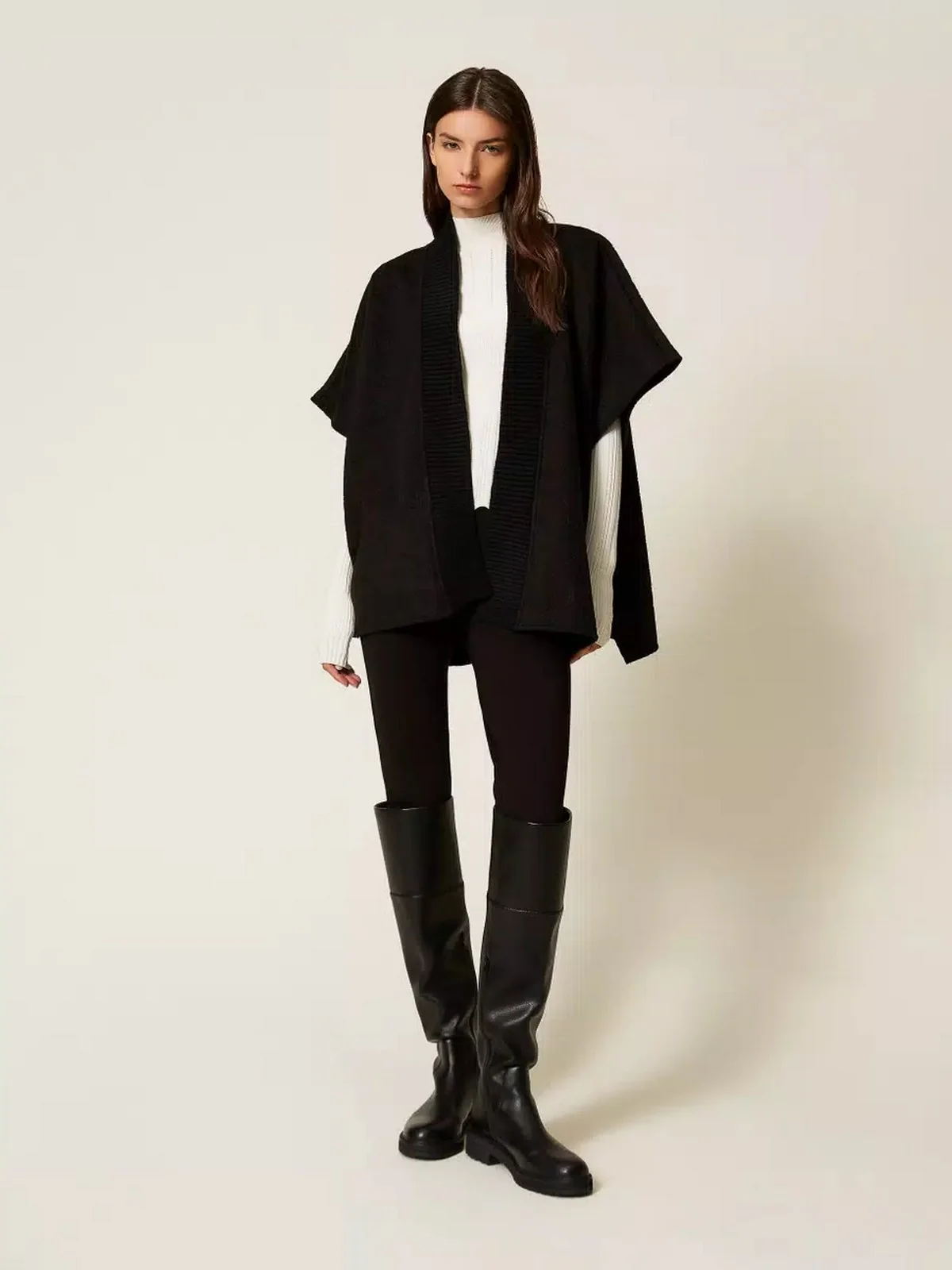 TWINSET Mantella Donna EMBOSSED LOGO 252TO5420 00006 Nero - Image 5