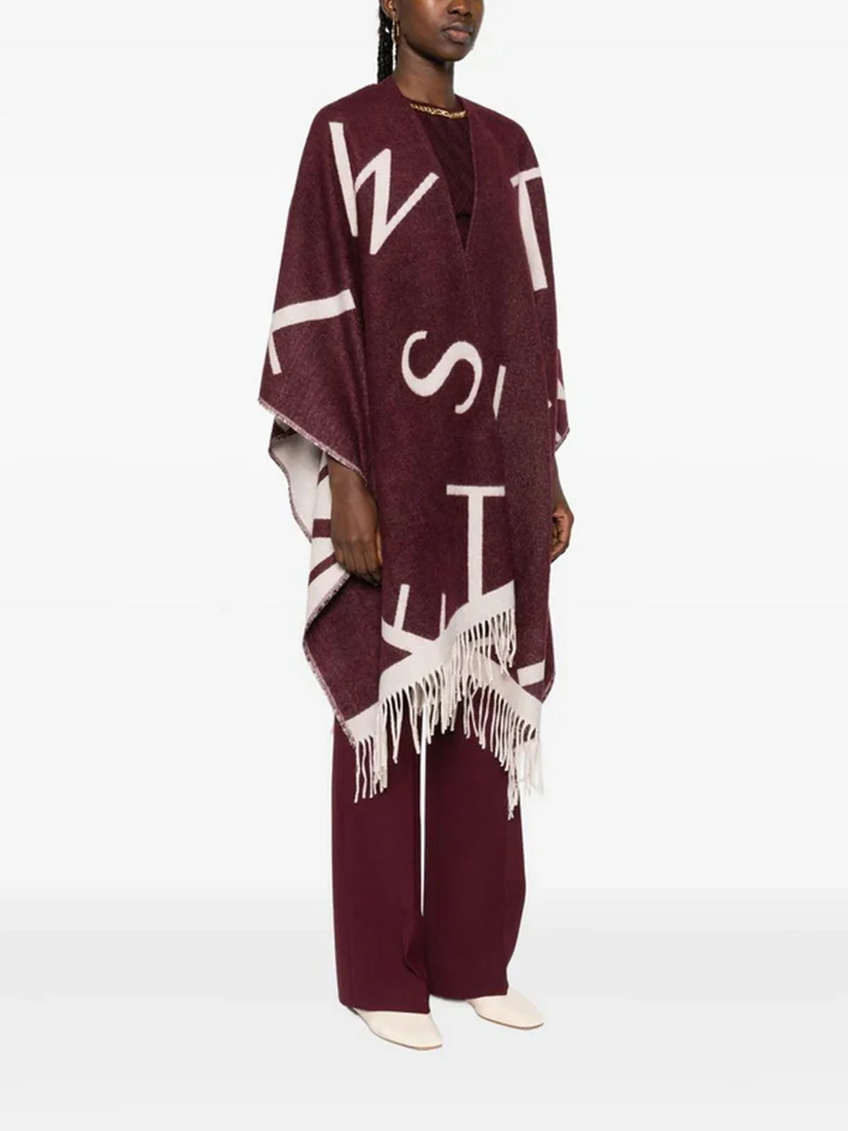 TWINSET Mantella Donna JACQUARD LOGO PONCHO 252TA4220 05609 WINETASTING - Image 2