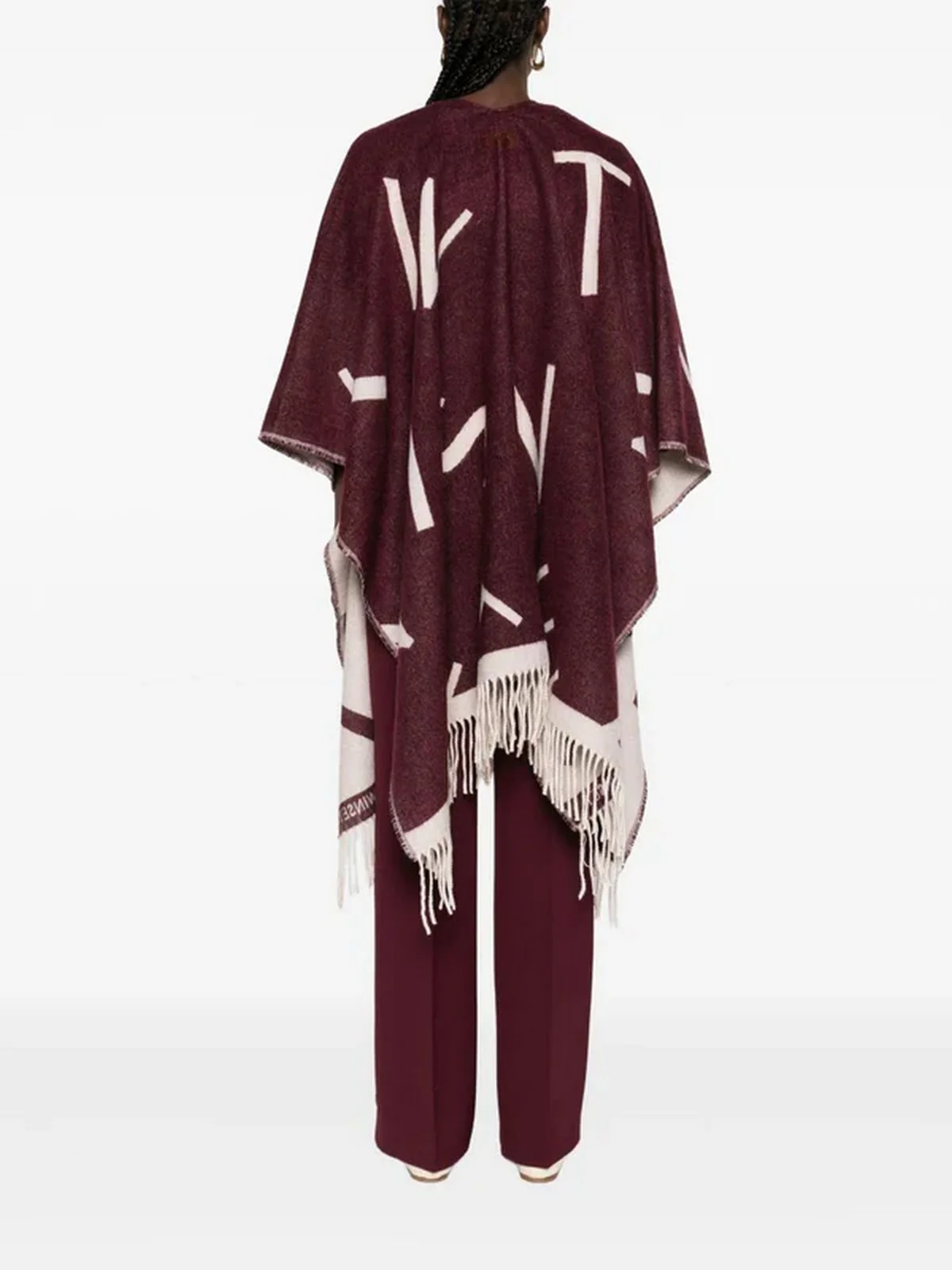 TWINSET Mantella Donna JACQUARD LOGO PONCHO 252TA4220 05609 WINETASTING - Image 3