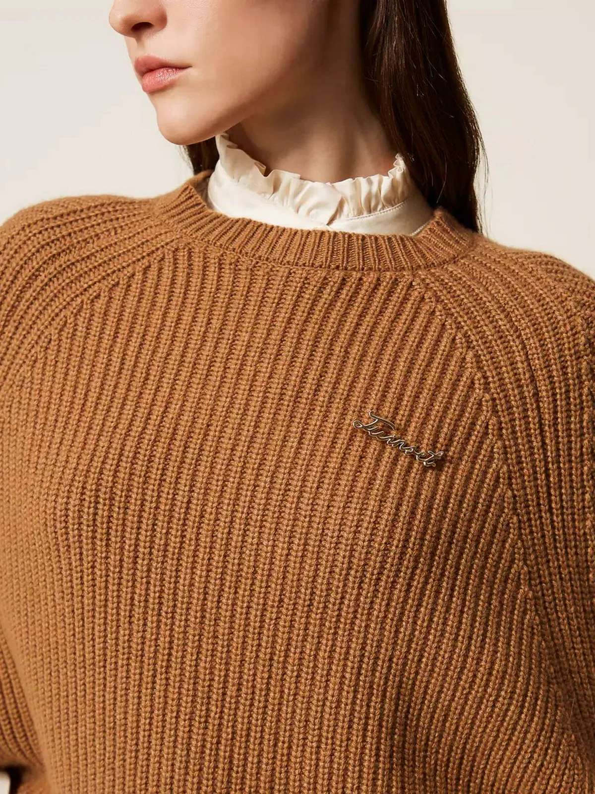 TWINSET Mantella Donna MIX MERINOS WOOL SHAPES 252TT3421 12538 ALPACA - Image 2