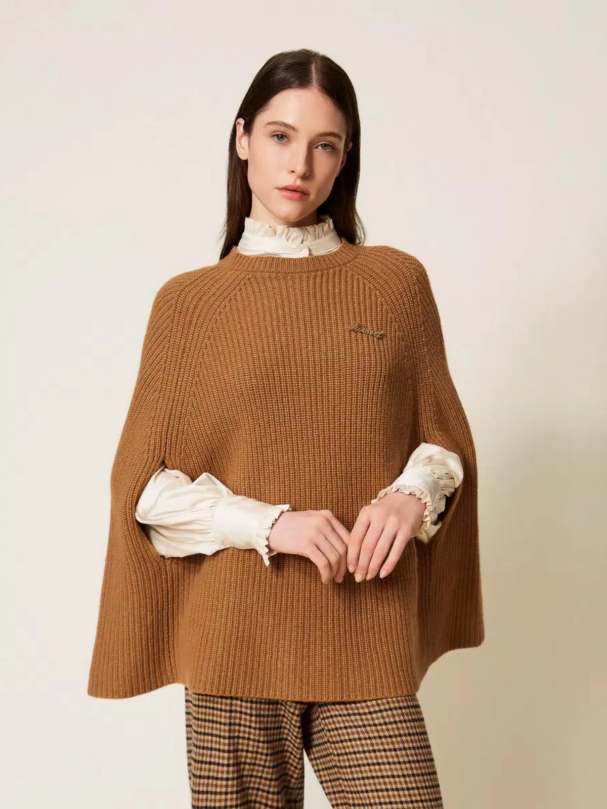 TWINSET Mantella Donna MIX MERINOS WOOL SHAPES 252TT3421 12538 ALPACA - Image 5