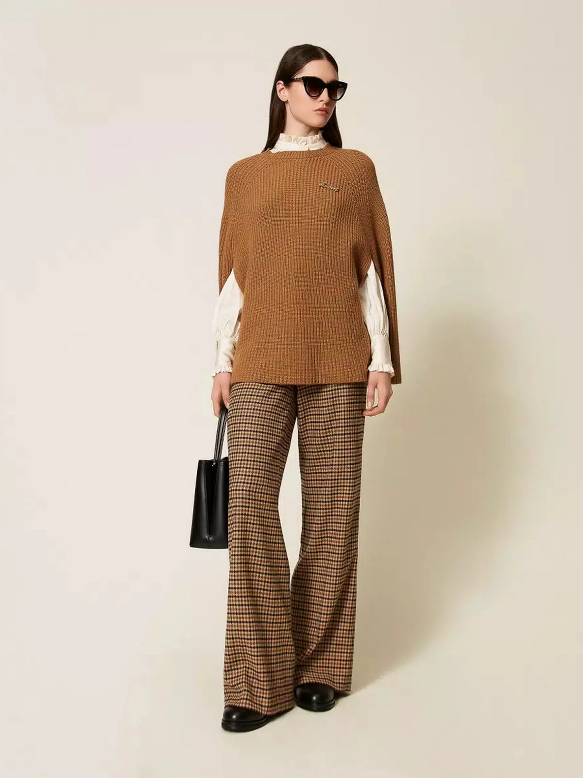 TWINSET Mantella Donna MIX MERINOS WOOL SHAPES 252TT3421 12538 ALPACA - Image 6