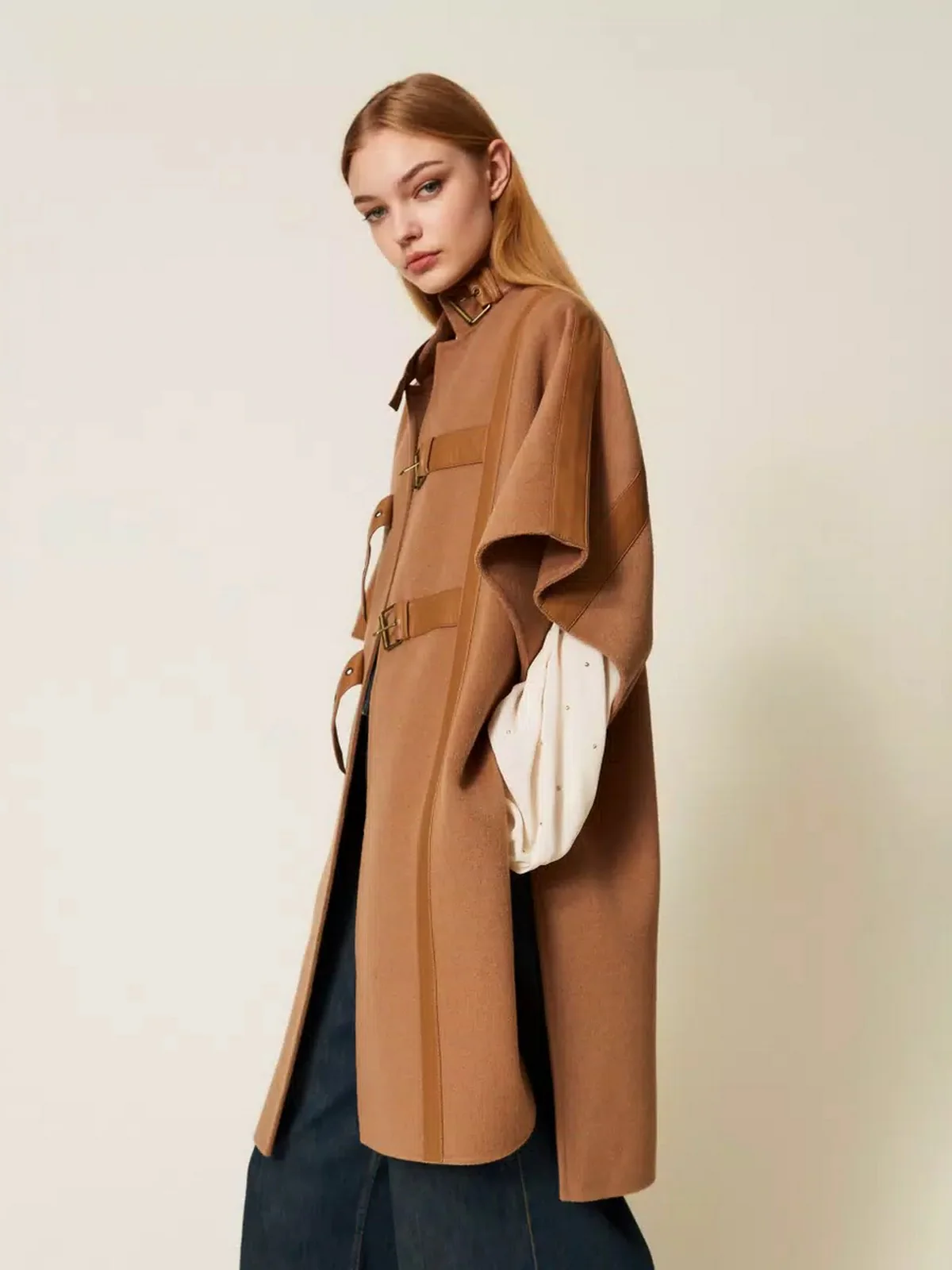 TWINSET Mantella Donna PANNO DOUBLE 252TP2073 11754 SANDY BROWN - Image 5