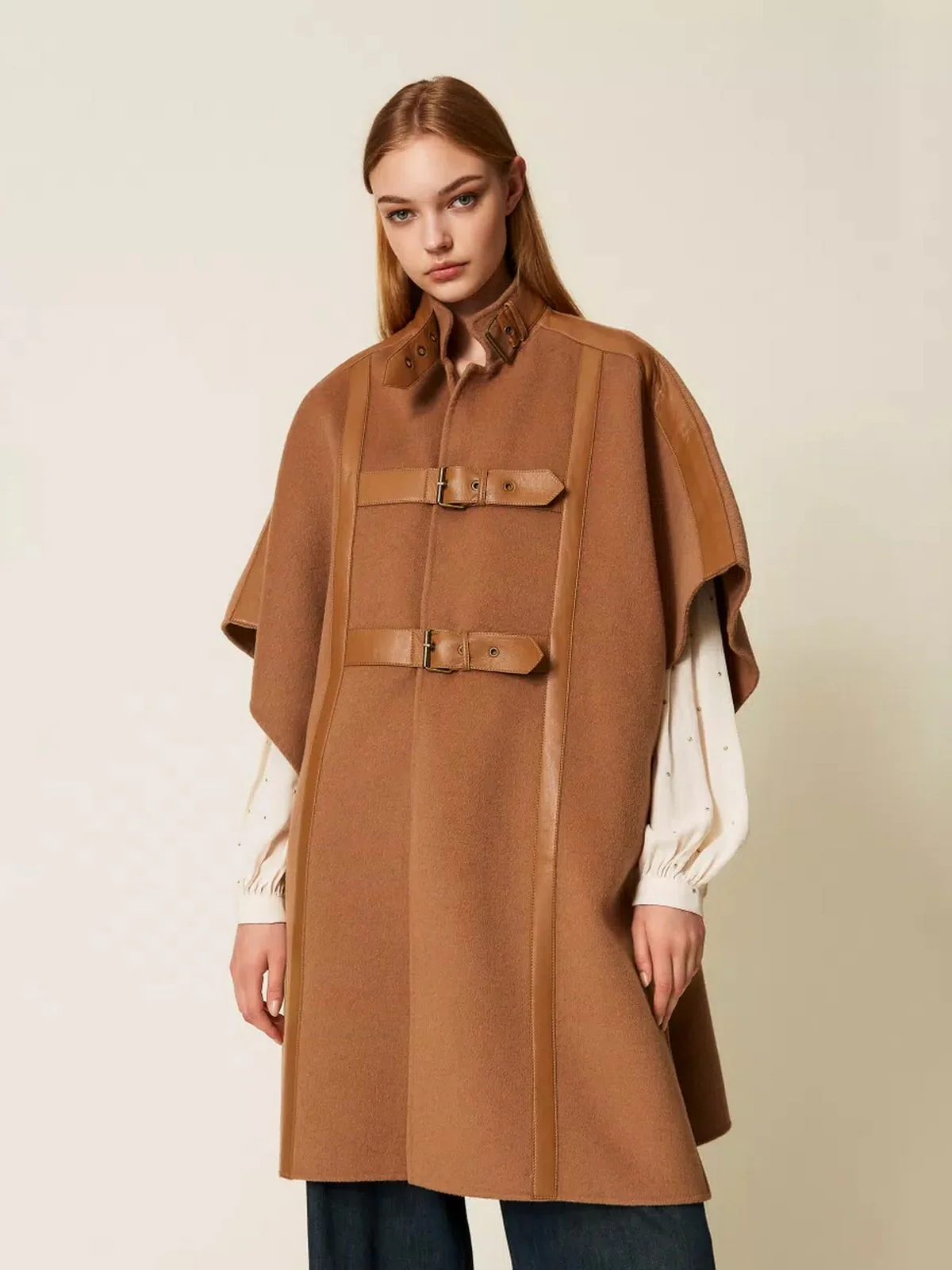 TWINSET Mantella Donna PANNO DOUBLE 252TP2073 11754 SANDY BROWN - Image 6