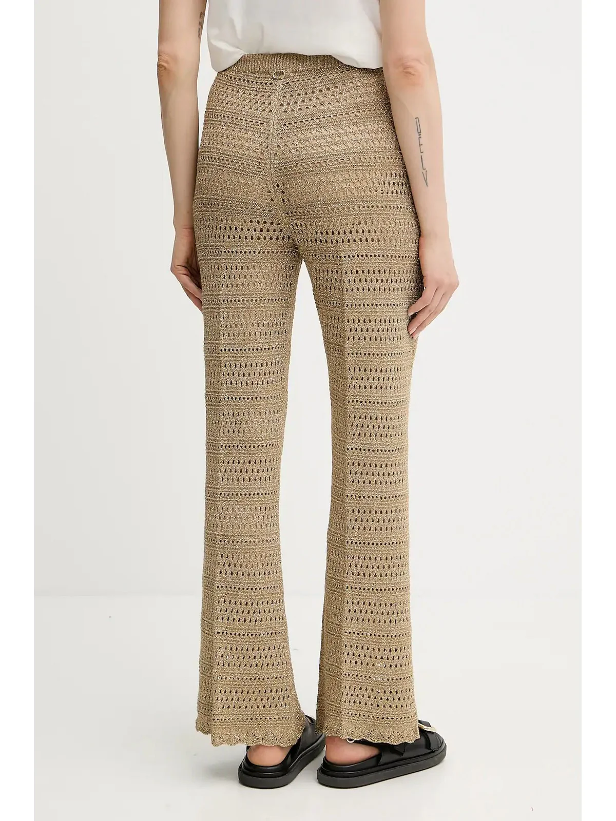 TWINSET Pantalone Donna  251TT3196 12454 GOLDEN GREEN LUREX - Image 3