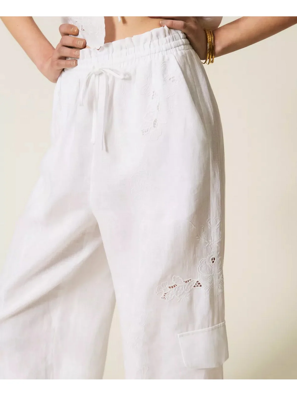 TWINSET Pantalone Donna  261TT2121 00001 BIANCO OTTICO - Image 3