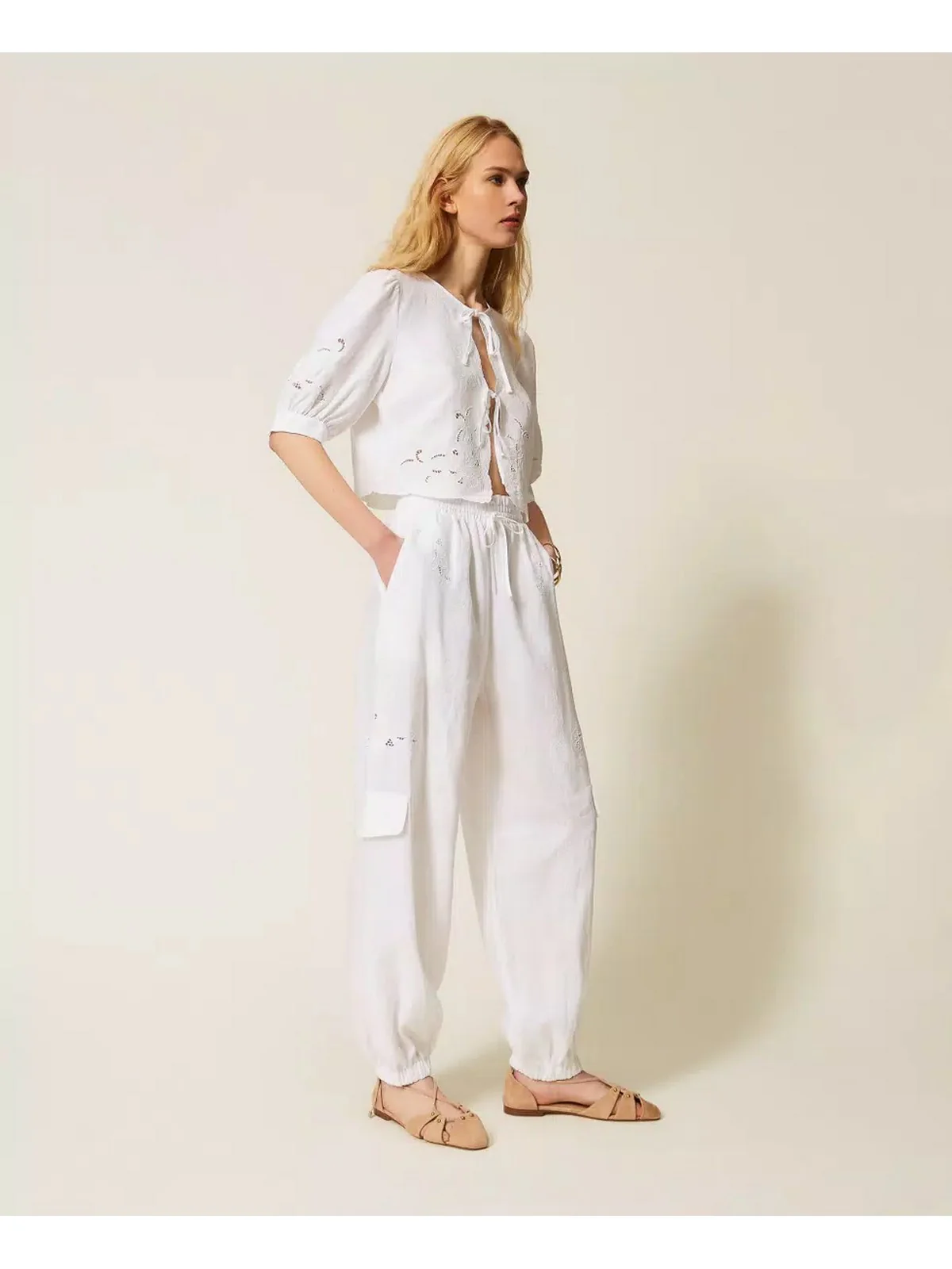 TWINSET Pantalone Donna  261TT2121 00001 BIANCO OTTICO - Image 4