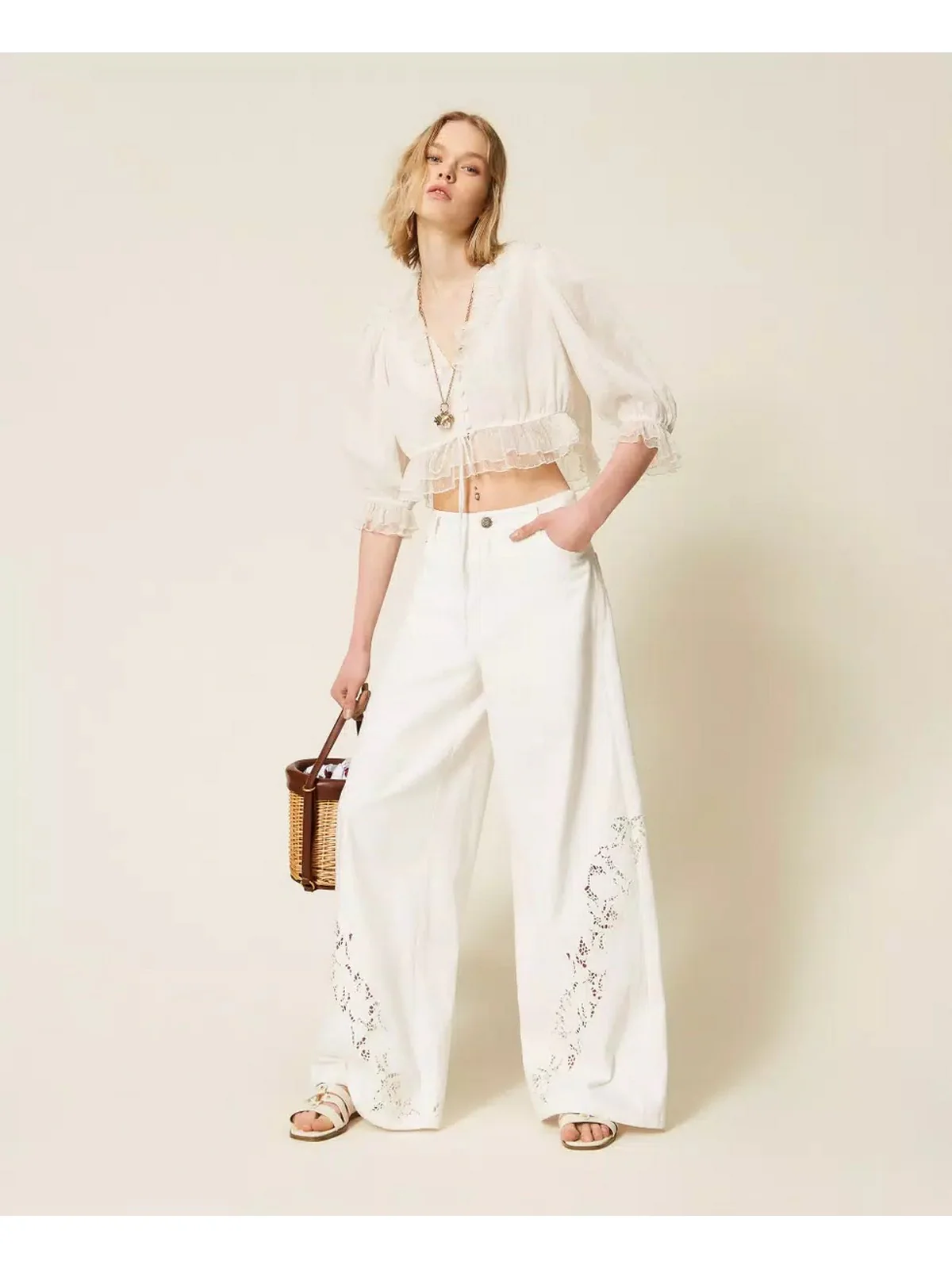 TWINSET Pantalone Donna  261TT2461 00282 NEVE - Image 5