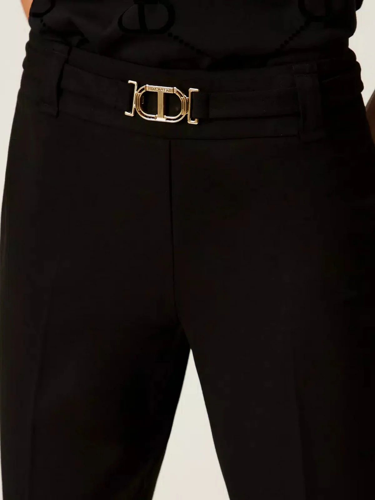 TWINSET Pantalone Donna PUNTO MILANO AND GOLD DETAILS 252TP2602 00006 Nero - Image 2