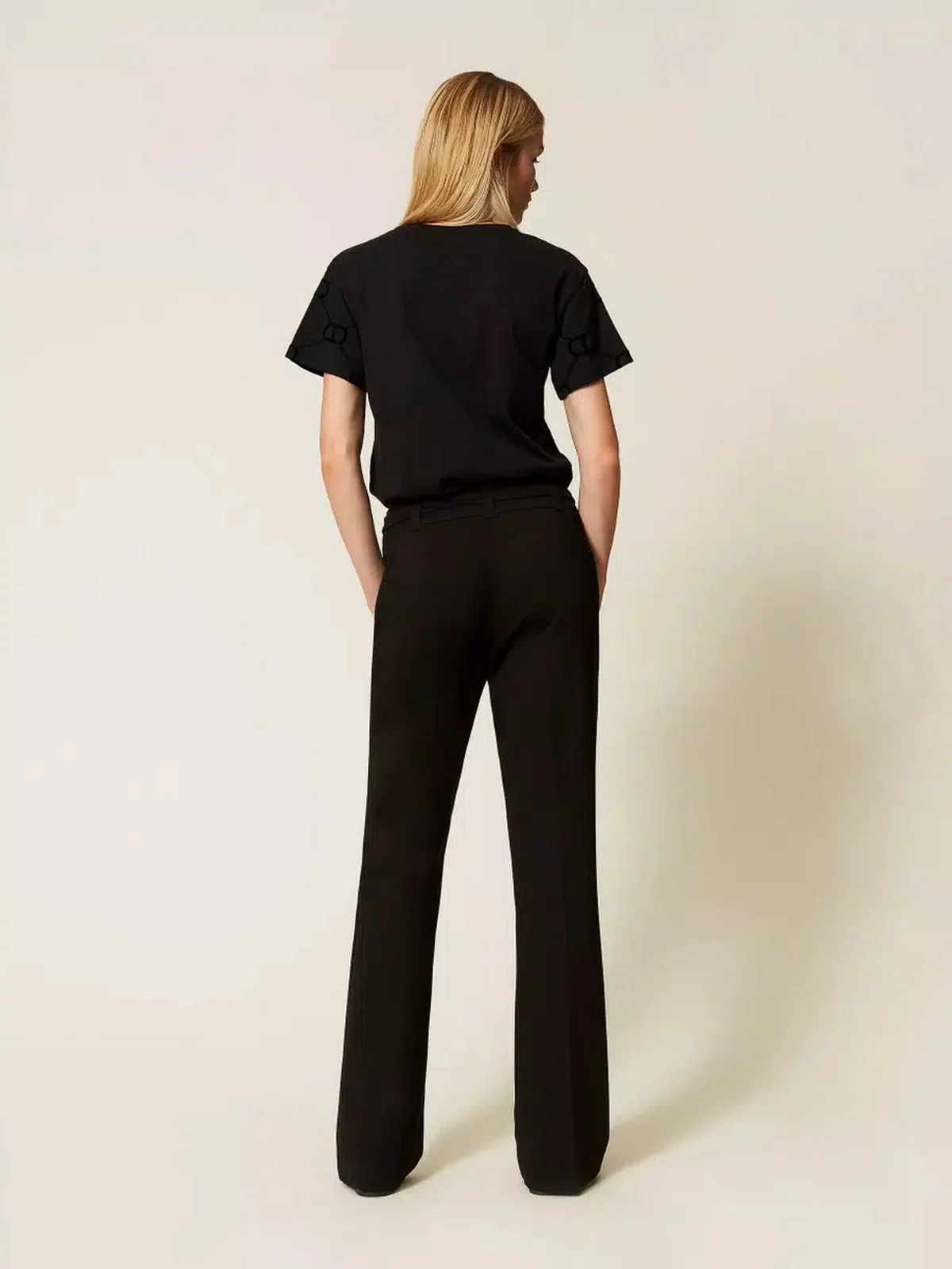 TWINSET Pantalone Donna PUNTO MILANO AND GOLD DETAILS 252TP2602 00006 Nero - Image 3