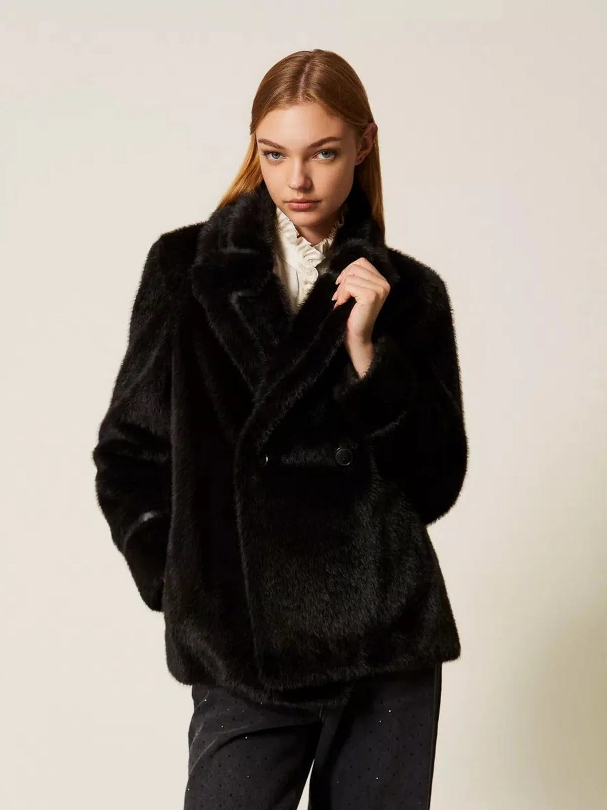 TWINSET Pelliccia Donna WARM FEELING 252TT2154 00006 Nero - Image 7