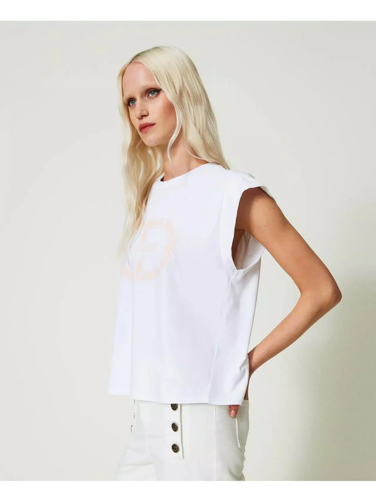 TWINSET T-Shirt e Polo Donna  241TP2213 11467 Bianco - Image 3