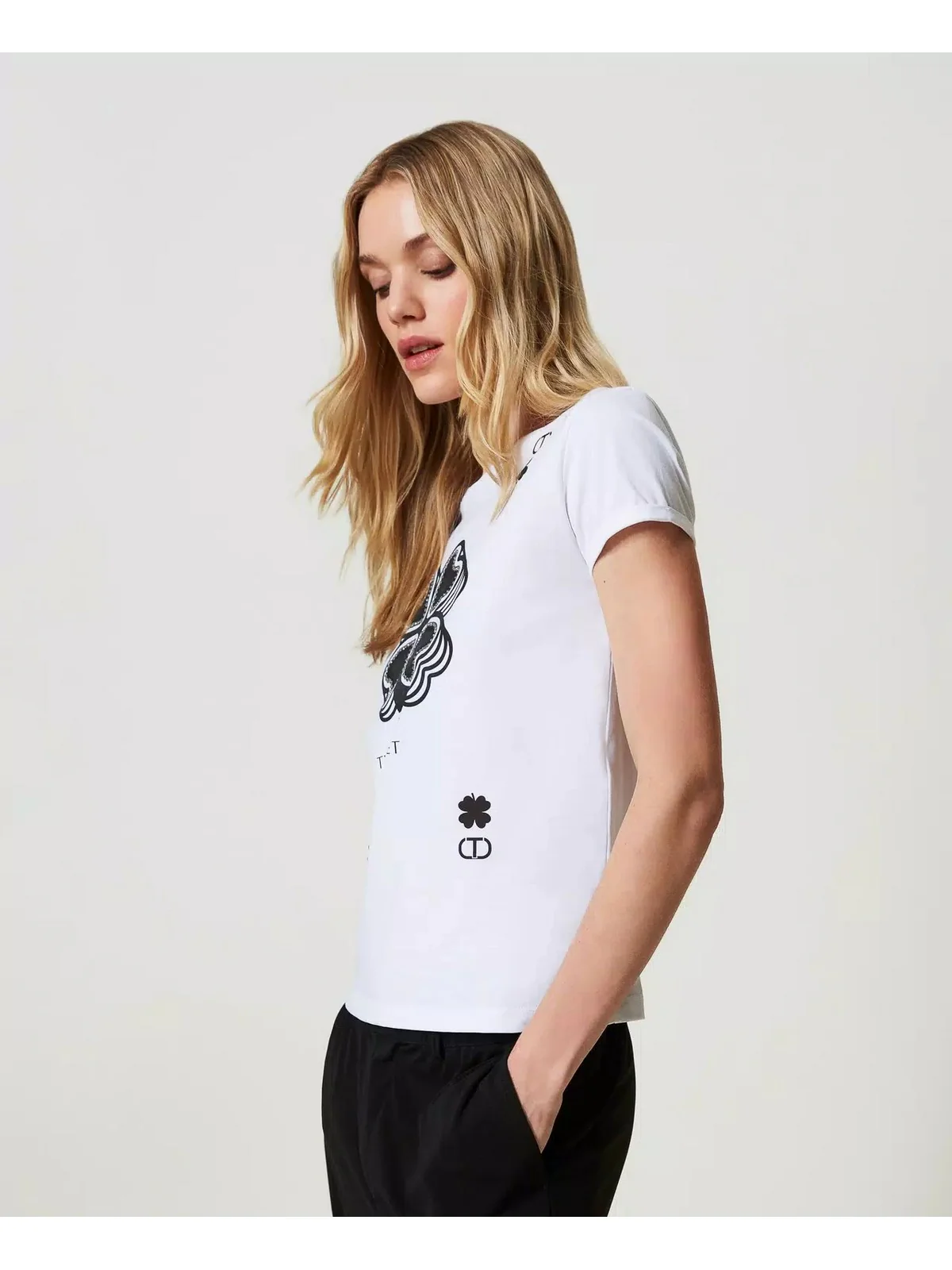 TWINSET T-Shirt e Polo Donna 241TP2702 00001 Bianco - Image 4