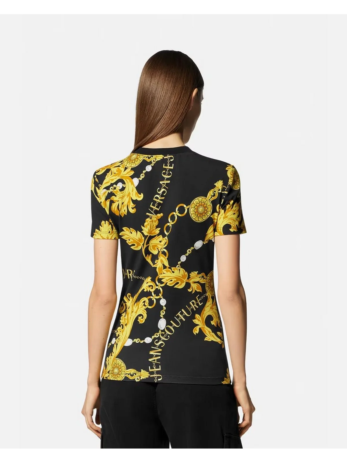 VERSACE JEANS COUTURE T-Shirt e Polo Donna  75HAH608 JS214 G89 Nero - Image 3