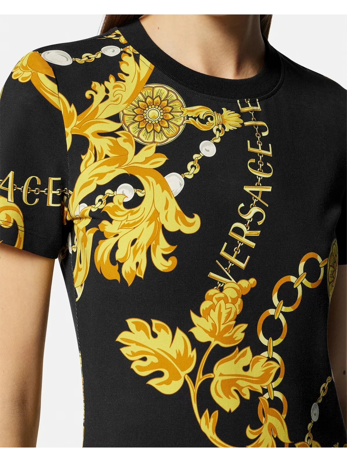 VERSACE JEANS COUTURE T-Shirt e Polo Donna  75HAH608 JS214 G89 Nero - Image 4
