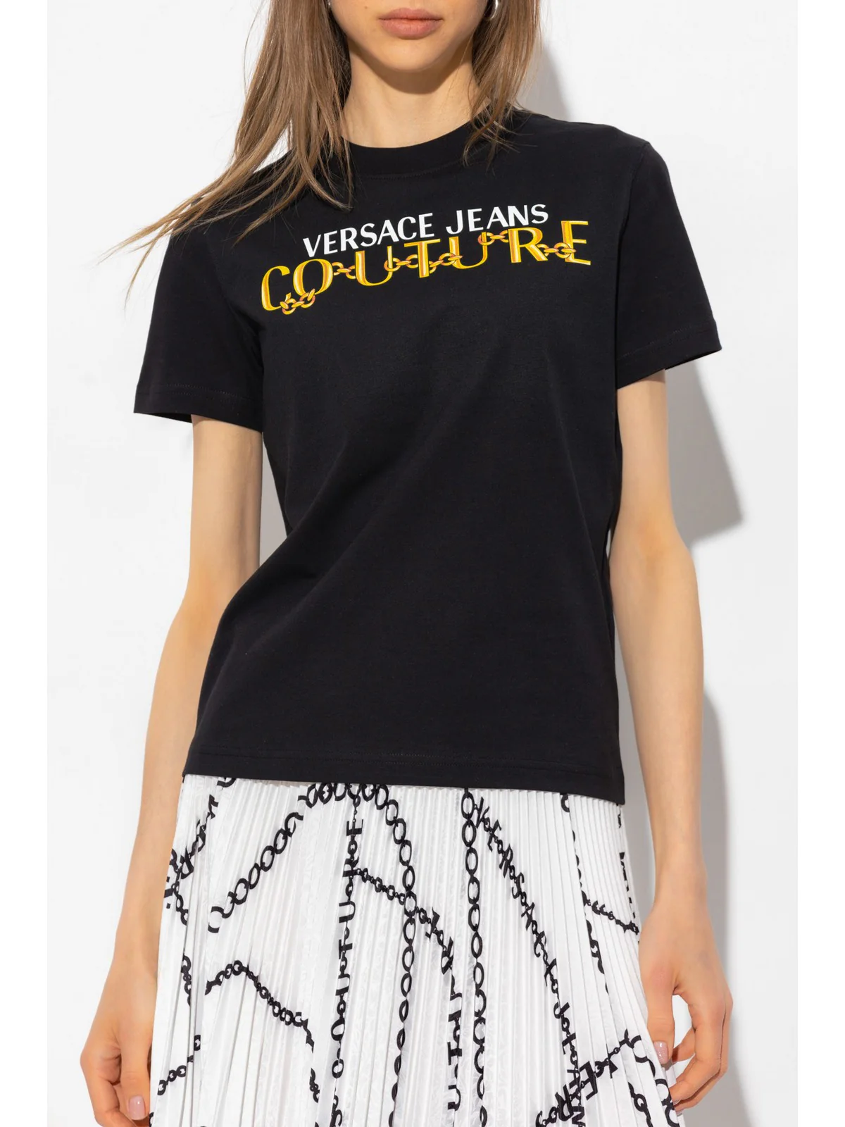 VERSACE JEANS COUTURE T-Shirt e Polo Donna  75HAHF01 CJ00F G89 Nero - Image 2