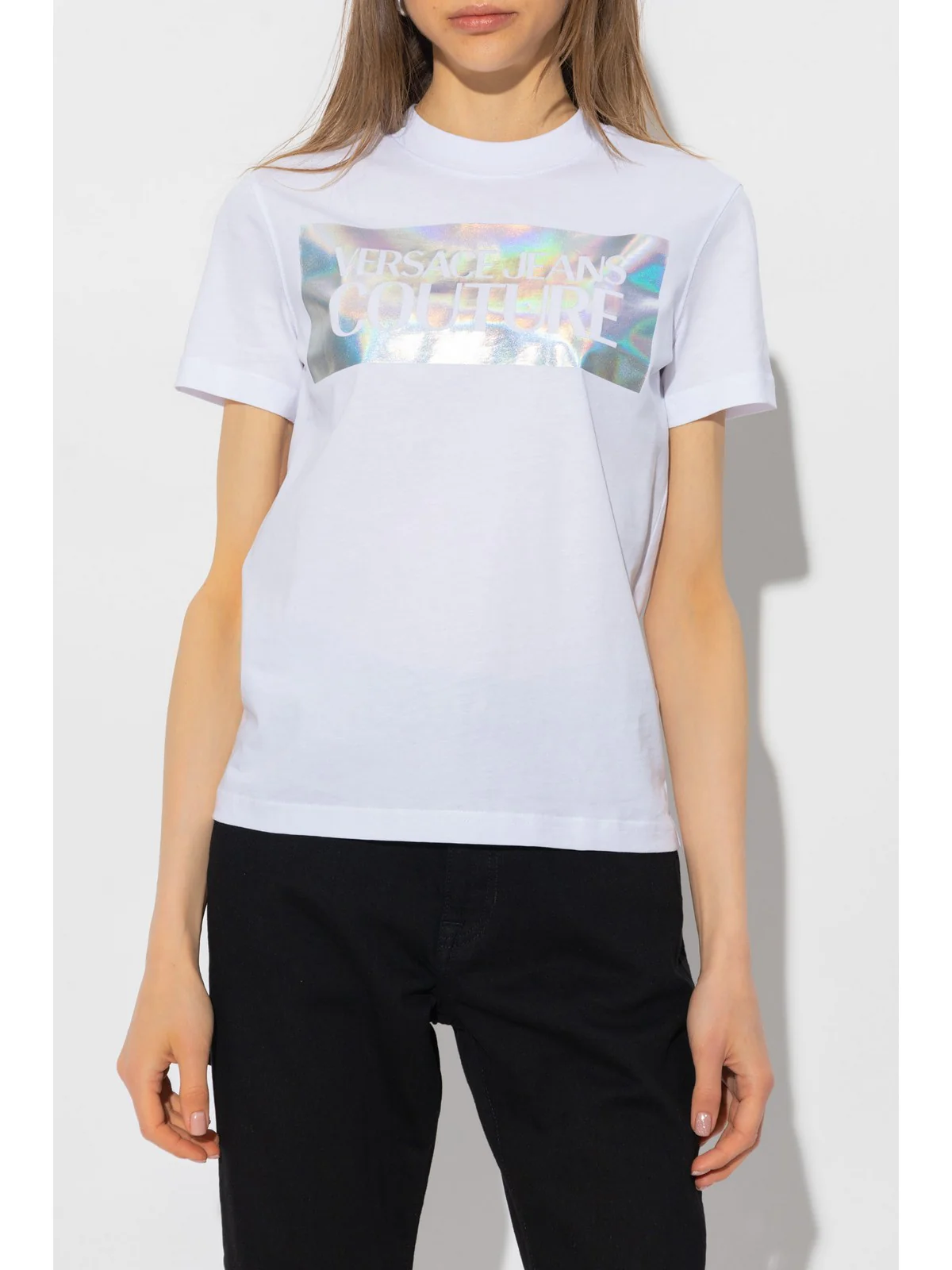 VERSACE JEANS COUTURE T-Shirt e Polo Donna  75HAHF04 CJ03F 003 Bianco - Image 2