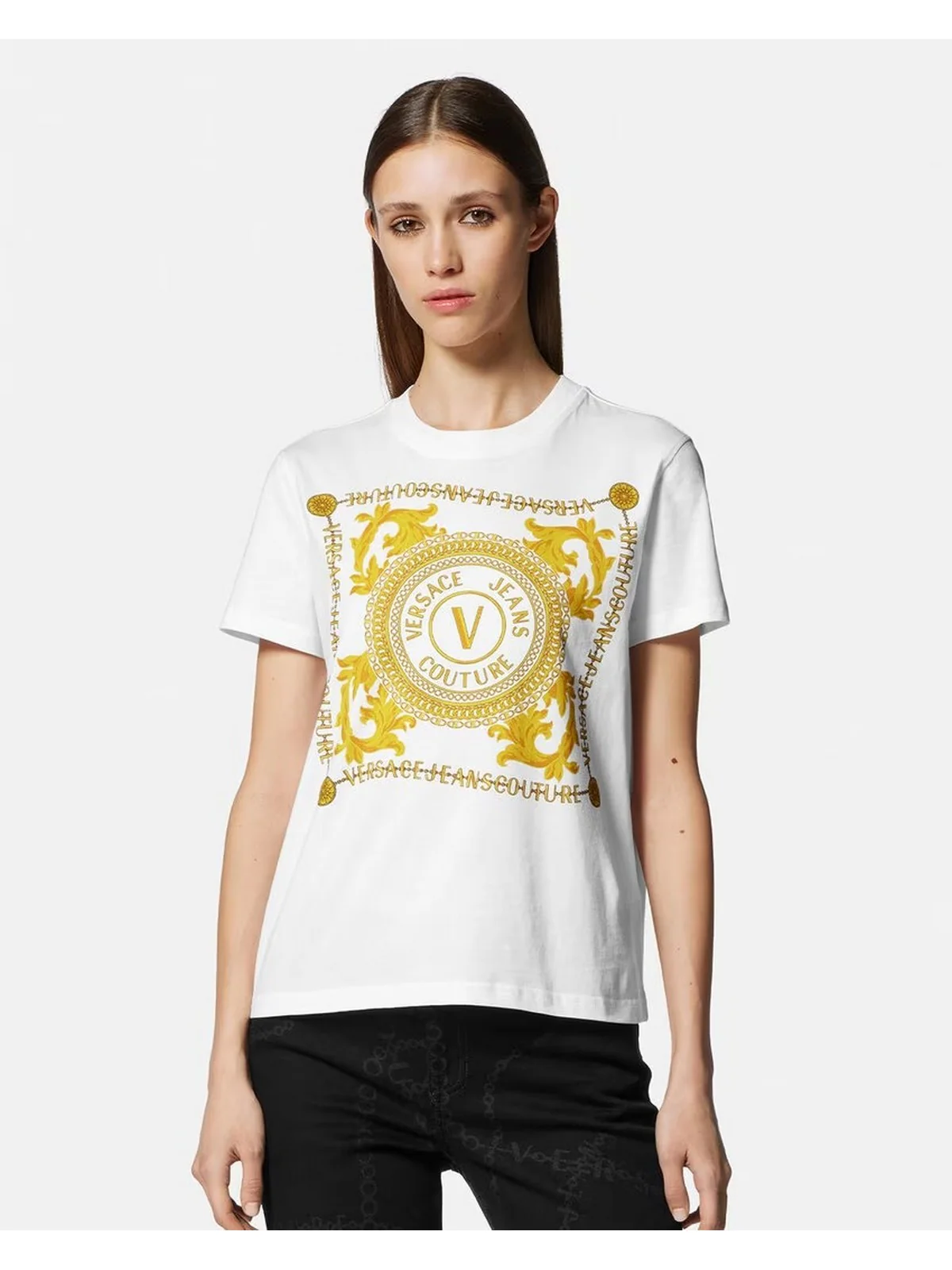 VERSACE JEANS COUTURE T-Shirt e Polo Donna  75HAHF07 CJ00F G03 Bianco - Image 2